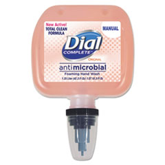 DIAL Antimicrobial Foaming
Hand Soap, Original, 1.25L,
Cassette Refill, 3/Carton
manual disp