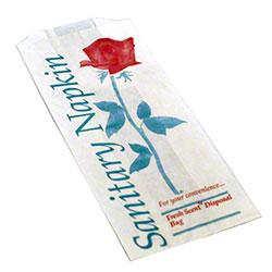 Sanitary Napkin Disposal Bag-
Rose Design -4 x 2 1/4 x 9
-Pack: 1M