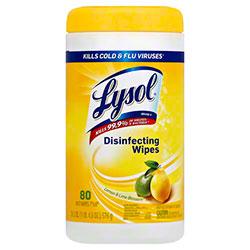 LYSOL WIPES, Disinfecting 
Wipes, 7 x 7.25, Lemon and 
Lime Blossom, 80 
Wipes/Canister, 6 
Canisters/Carton