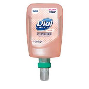 Dial Complete orig. 
Antibacterial Foaming Hand 
Wash Refill for Dial FIT X2 
Manual Dispenser, Original, 
1.2 L, 3/Carton