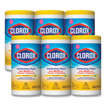 Clorox Disinfecting Wipes  7 X 7 3/4 Crisp Lemon  75/Canister 6 Canisters/Carton