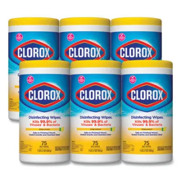 Clorox Disinfecting Wipes  7 X 7 3/4 Crisp Lemon  75/Canister 6 Canisters/Carton