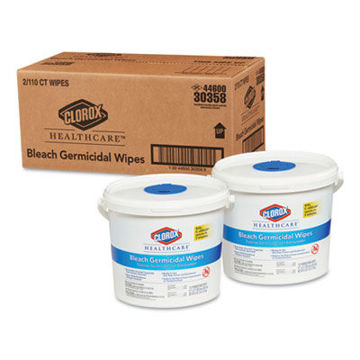 Bleach Germicidal Wipes    12 X 12    Unscented    110/Canister    2/Carton