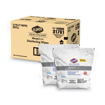 Versasure Cleaner Disinfectant Wipes    1-Ply    12" X 12"    White    110/Pouch    2/Ct