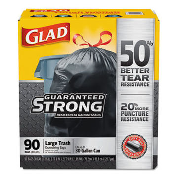 Drawstring Large Trash Bags    30 Gal    1.05 Mil    30" X 33"    Black    90/Carton