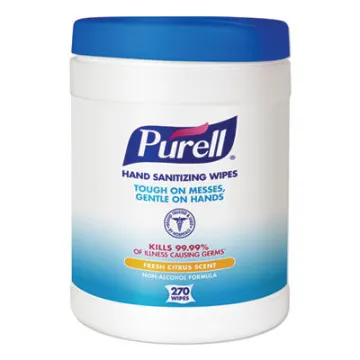Sanitizing Hand Wipes    6 X 6 3/4    White    270/Canister    6 Canisters/Carton