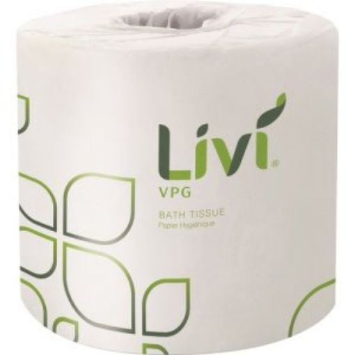 Picture of Toilet Paper 2 Ply Bathroom Tissue 4.6"X3.66" 96/Cs White. Leaf Emboss. Made Using Rapidly Renewable Fiber