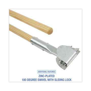 Picture of Clip-On Dust Mop Handle Lacquered Wood Swivel Head 1" Dia. X 60In Long