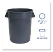 Picture of Round Waste Receptacle    Lldpe    32 Gal    Gray